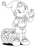 coloriage oui oui et son panier de pommes